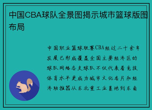 中国CBA球队全景图揭示城市篮球版图布局